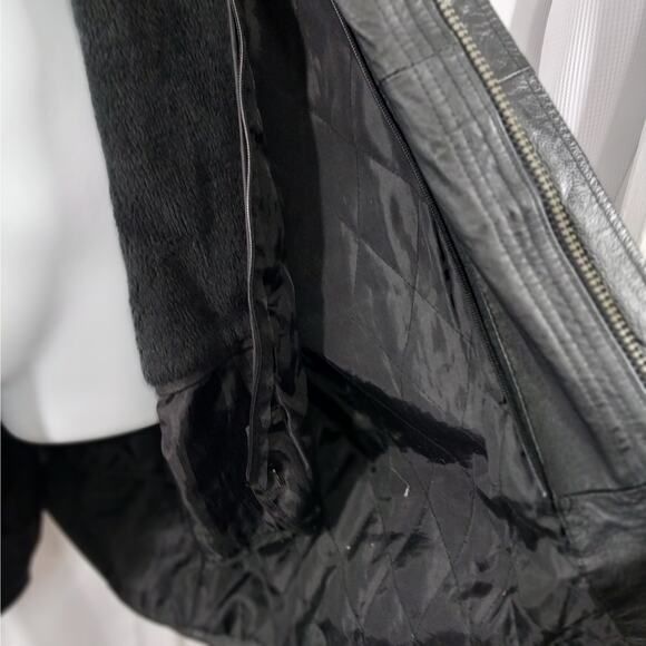 PRESTIGE LEATHER! BLACK GENUINE LEATHER BELTED WAIST HOODIE COAT, JACKET! SZ 2XL - Picture 8 of 15